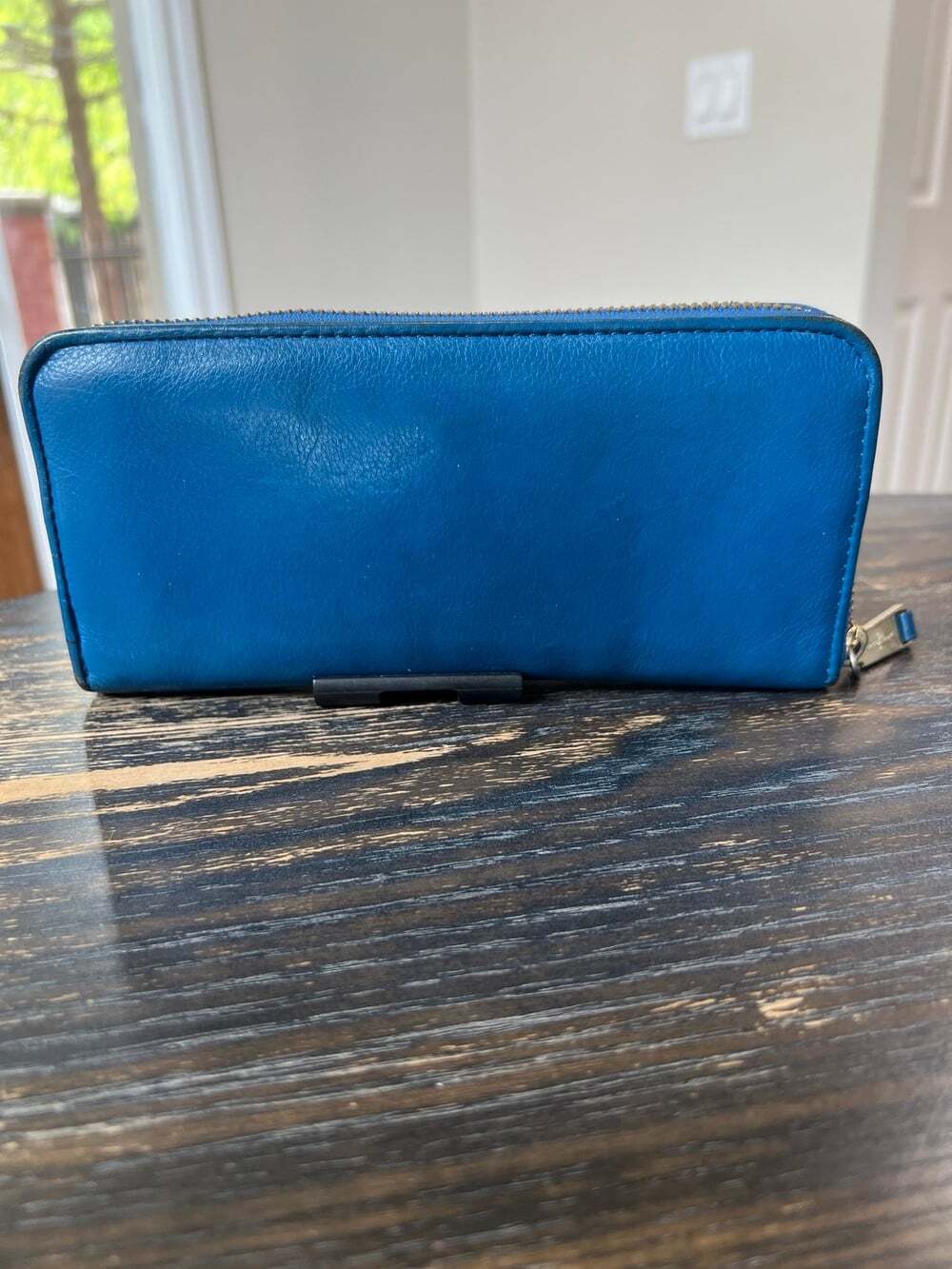 Cole Haan Blue Leather Zip Around Wallet - Picture 2 of 10